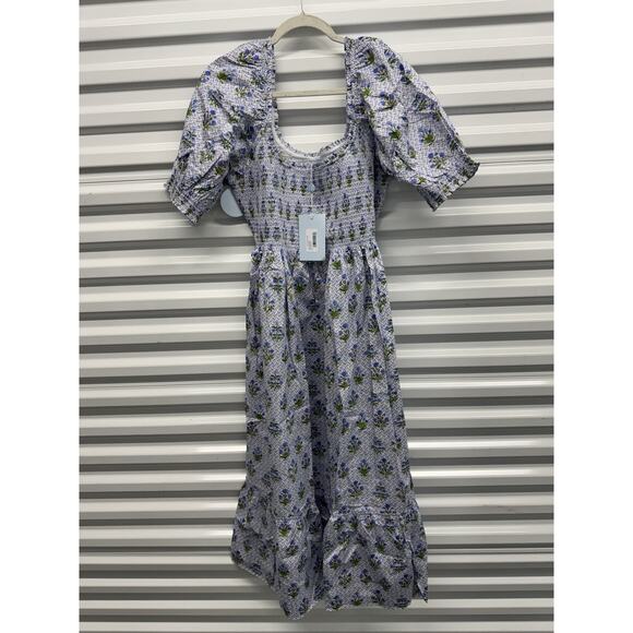 Hill House Home The Louisa Nap Dress - Blue Block Print XXL - Picture 1 of 6